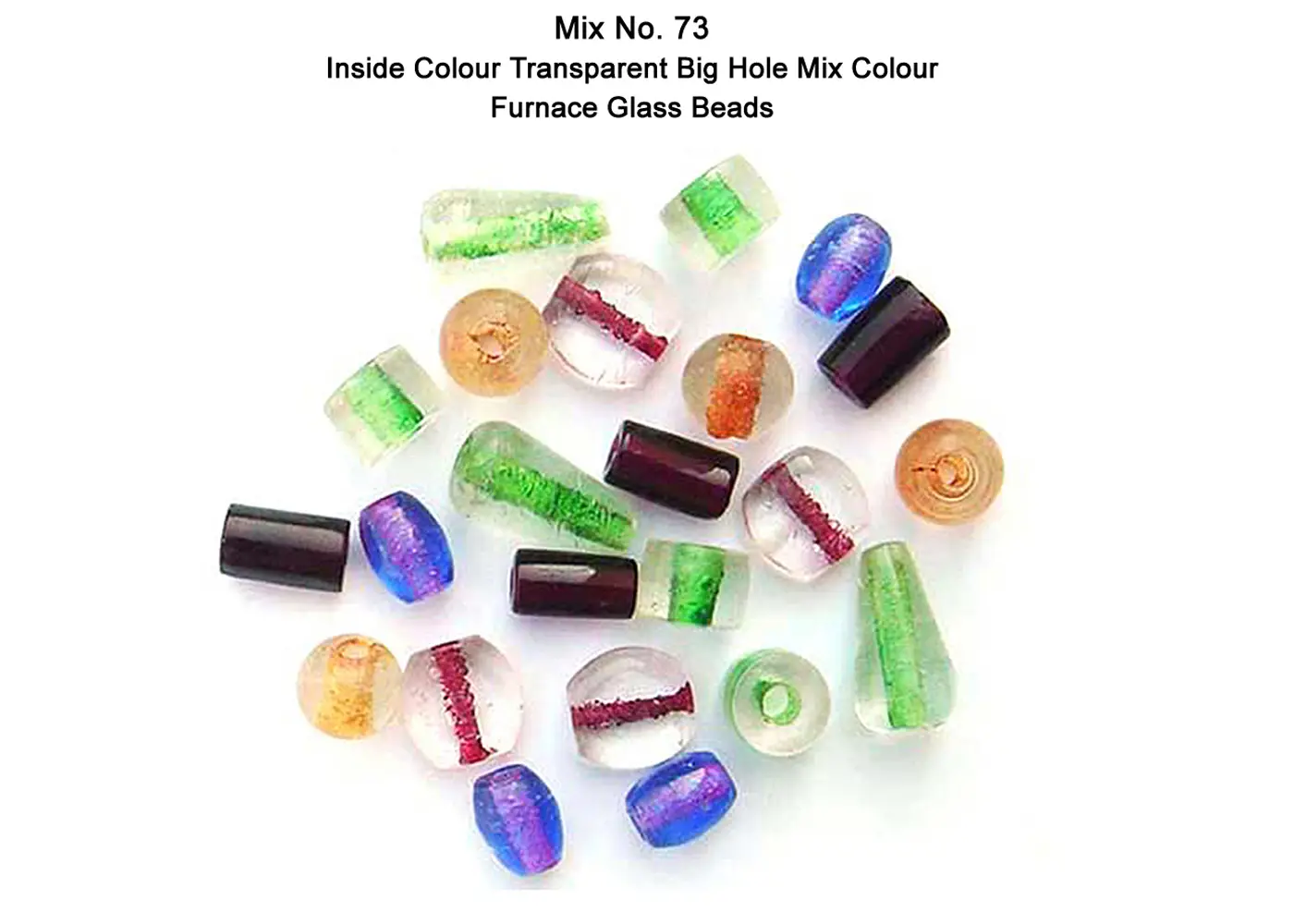 Inside color transparent big hole mix color furnace glass beads